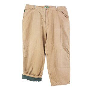 Cabelas Fleece Lined Carpenter Pants Mens Size 42x27 Brown Outdoor Wear